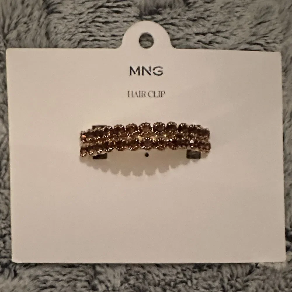 MANGO NEIVA Bright Chocolate Crystals Gold Tone Barrette Hair Clip